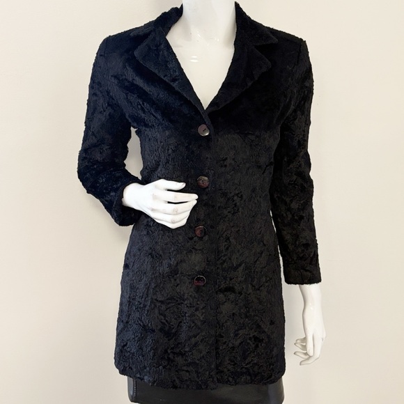 John Carlisle 90s Y2K Vintage Black Faux Fur Teddy Jacket Single Breasted Coat - Picture 1 of 6